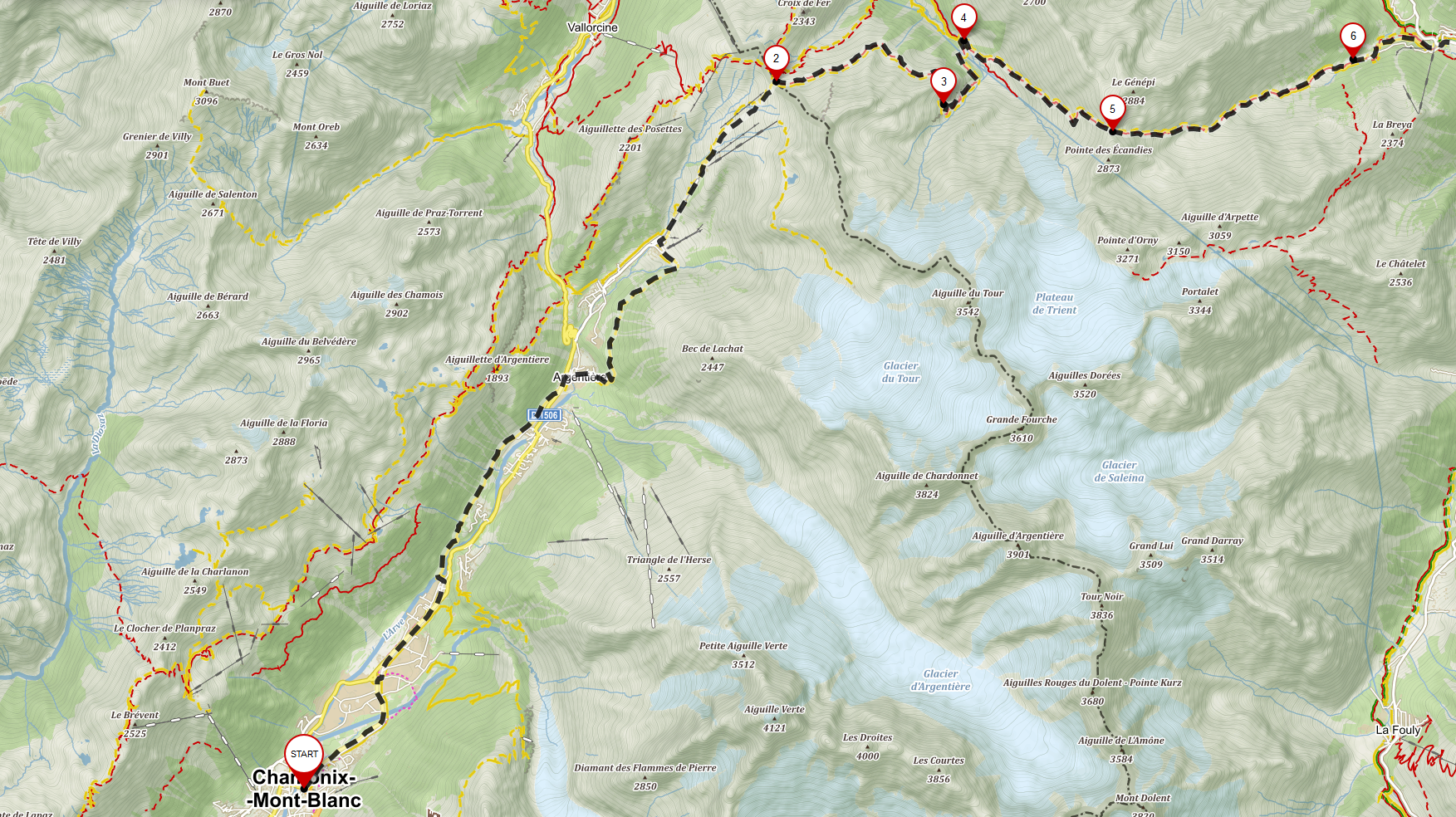 mapa - chamonix - zermatt - Francie - švýcarsko - cestování - dovolená- Panda na cestach - panda1709